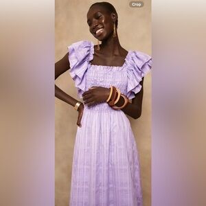 NWT size M Banana Republic Purple Tiered Midi Dress with Flutter Sleeves